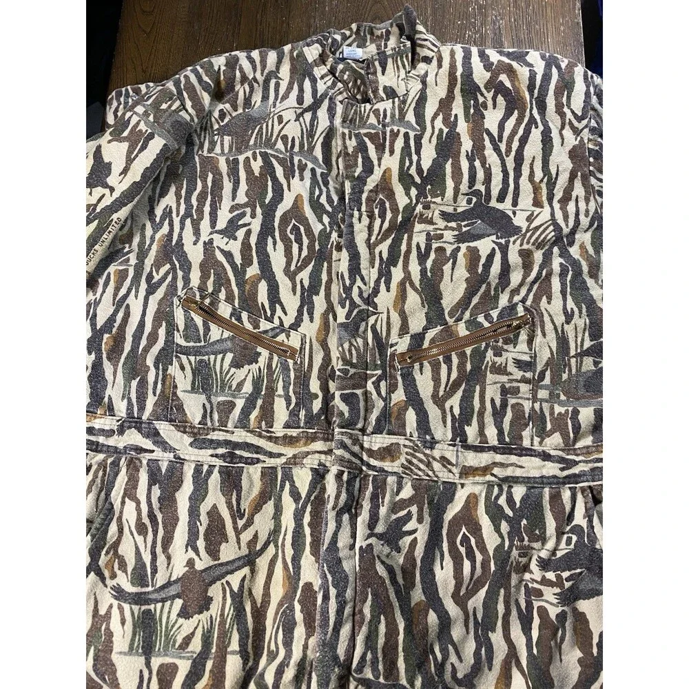 Vtg 90s Rattlers Brand Camo Coveralls Insulated Hunting Suit 3XL Long USA Made